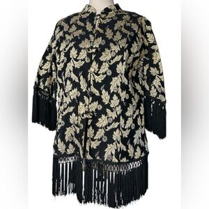 50’s RenJoy metallic brocade fringe coat